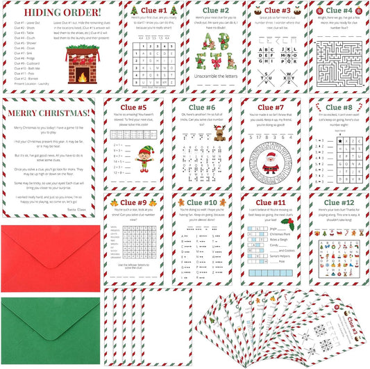 Fullhawl Christmas Scavenger Hunt Game Christmas Party Games for Adults Winter Holiday Birthday Party Supplies Xmas Indoor Holiday Treasure Hunt Game Supplies