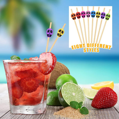 800 Pcs Skull Picks Skull Toothpicks Cocktail Picks for Drinks 4.7 Inch Skewers Sticks Fancy Sandwich Appetizer Bamboo Skewers for Wedding Birthday Party Decorations
