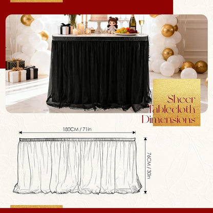 THARAHT Tulle Table Skirt 6FT 180CM Long for Rectangle Tables Round Tables Ruffle Desk Skirt for Princess Girls Birthday Party Cake Dessert Decorations Table Skirt
