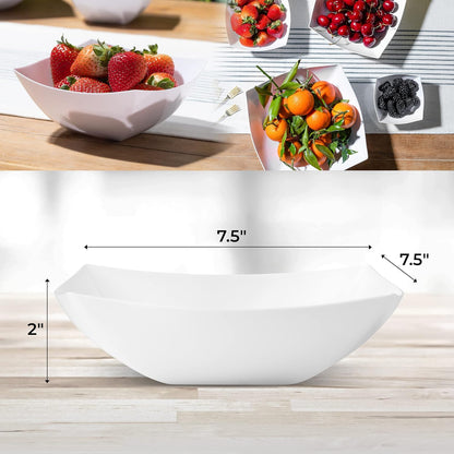 Posh Setting - Clear Plastic Serving Bowls for Party (8oz - 4 Pack) Square, Disposable, Salad & Fruit Bowls for Party Table, Candy Containers for Candy Buffet