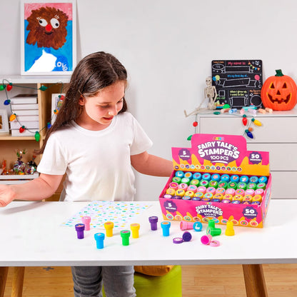 JOYIN 100 Pcs Assorted Stamps for Kids Self-Ink Stamps (50 Different Designs, Dinosaur, Zoo Safari Stampers) for Party Favor, Carnival Prizes, School Classroom Gift Stuffers, Treasure Box Toys