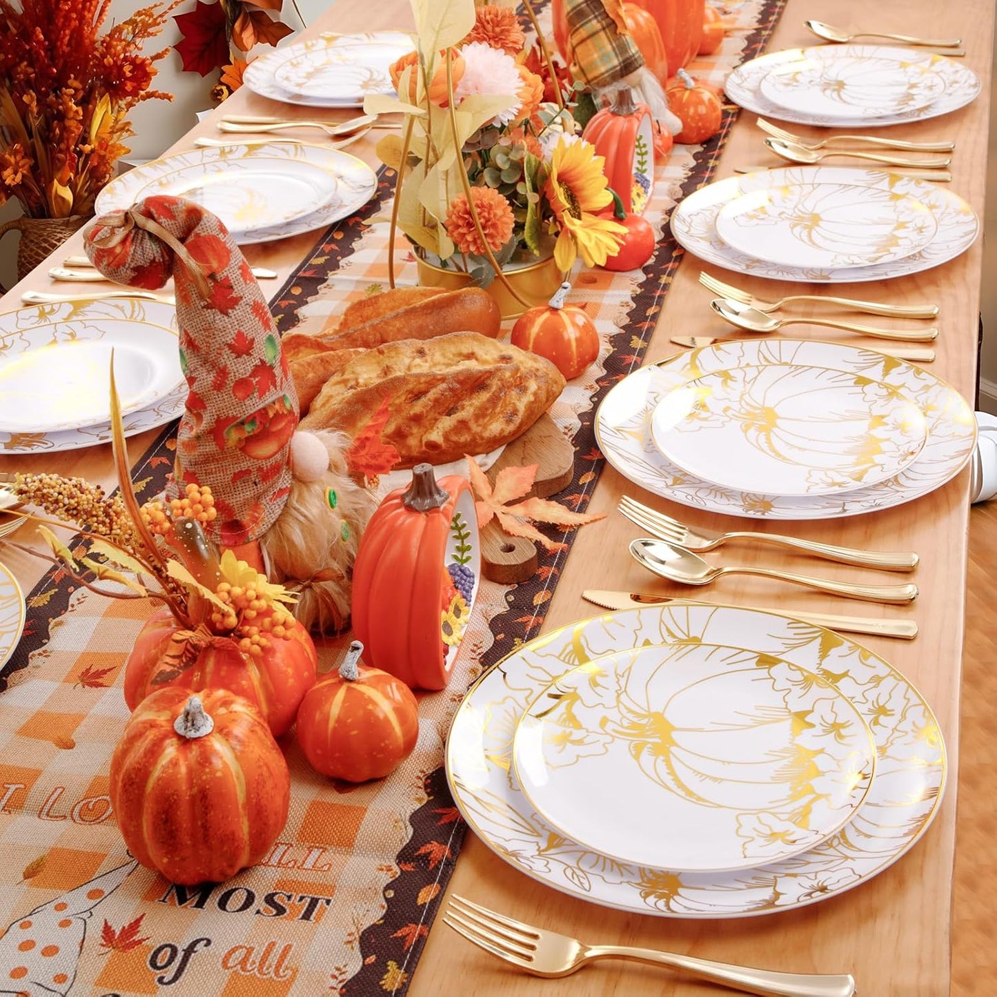 FLOWERCAT 60PCS White Plastic Plates - Heavy Duty White Disposable Plates for Mother's Day/Birthday Party/Wedding -serve for 30 guests Include 30PCS 10.25" & 30PCS 7.5" Plates for Party
