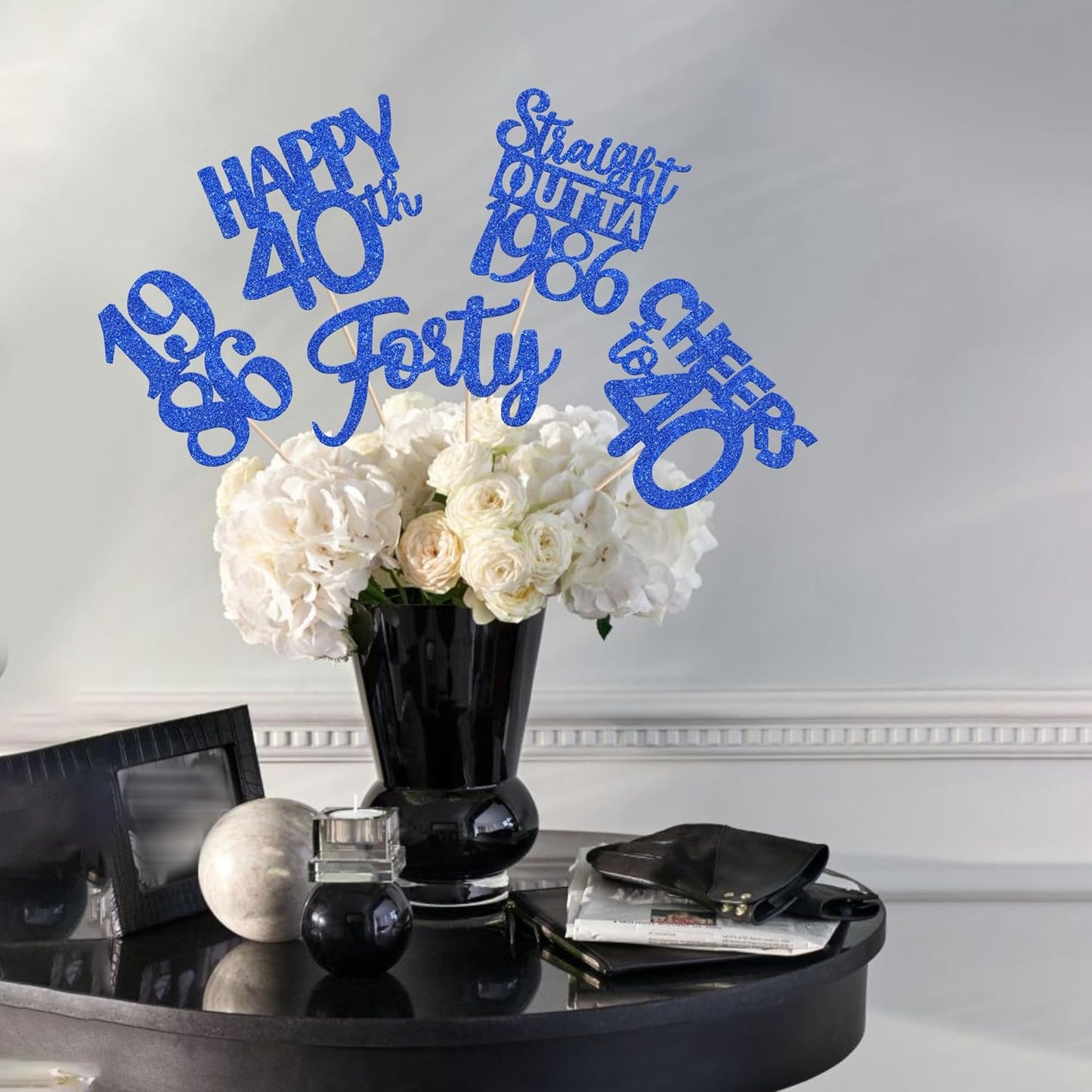 15 PCS 50th Birthday Centerpiece Sticks Fifty Happy 50th Straight Outta 1976 Table Flower Centerpieces Sticks Cheers to 50 Floral Decorations for 50th Birthday Party Centerpieces Supplies Black