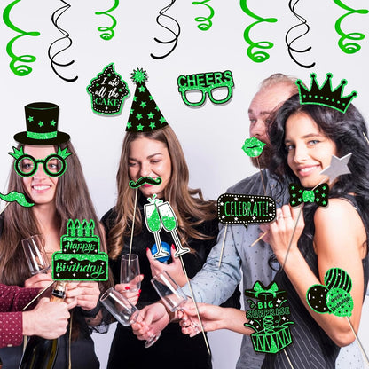 36 PCS Birthday Photo Booth Props Party Supplies Holiday Picture Decorations Photo Booth Props for Birthday Party Favors Pose Sign Kit Fun for Party (Purple and Black)