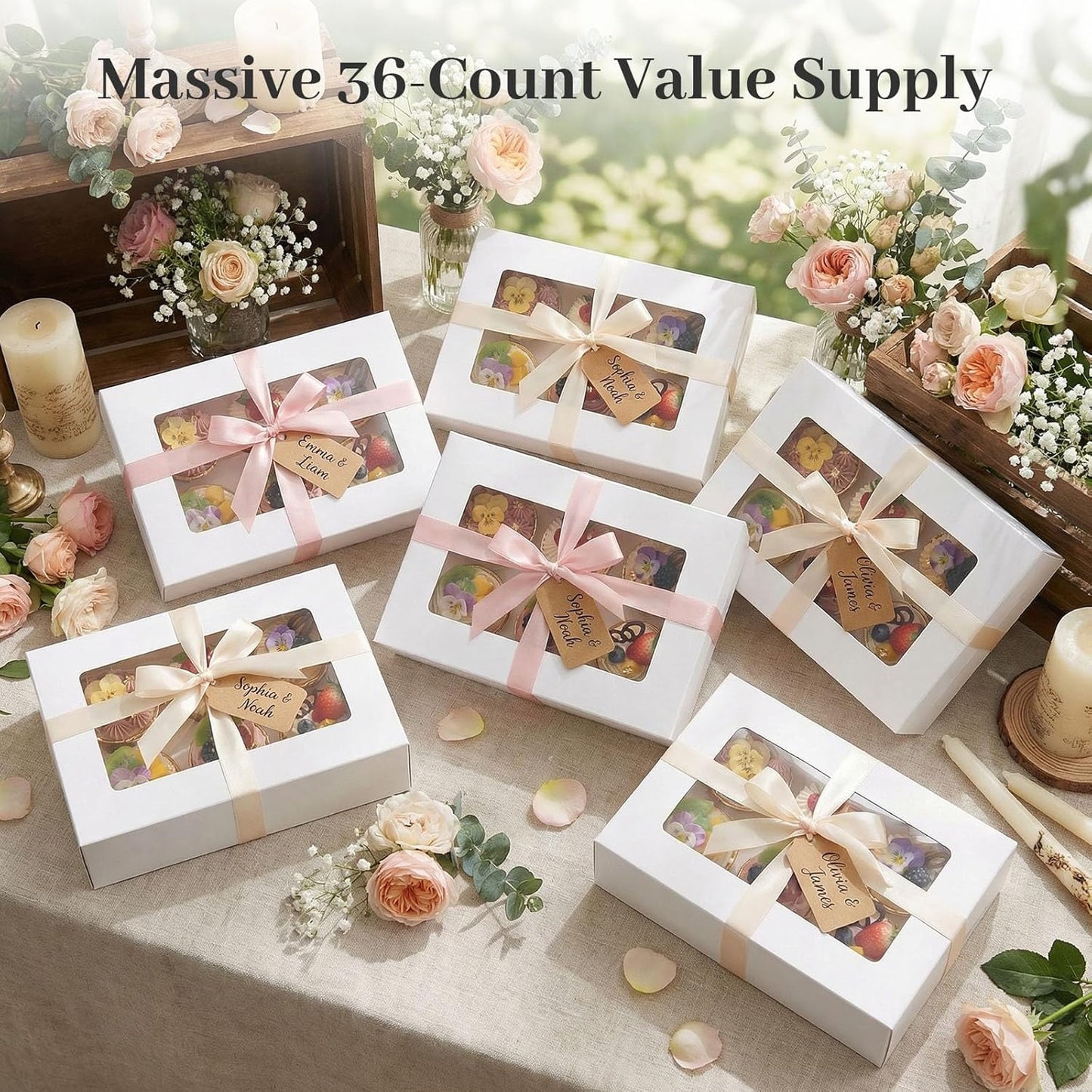 VGOODALL 6PCS White Cupcake Boxes, 6 Count Cupcake Containers with Window Holding 36 Pastry Box for Birthday Holiday Party Bakery Supplies