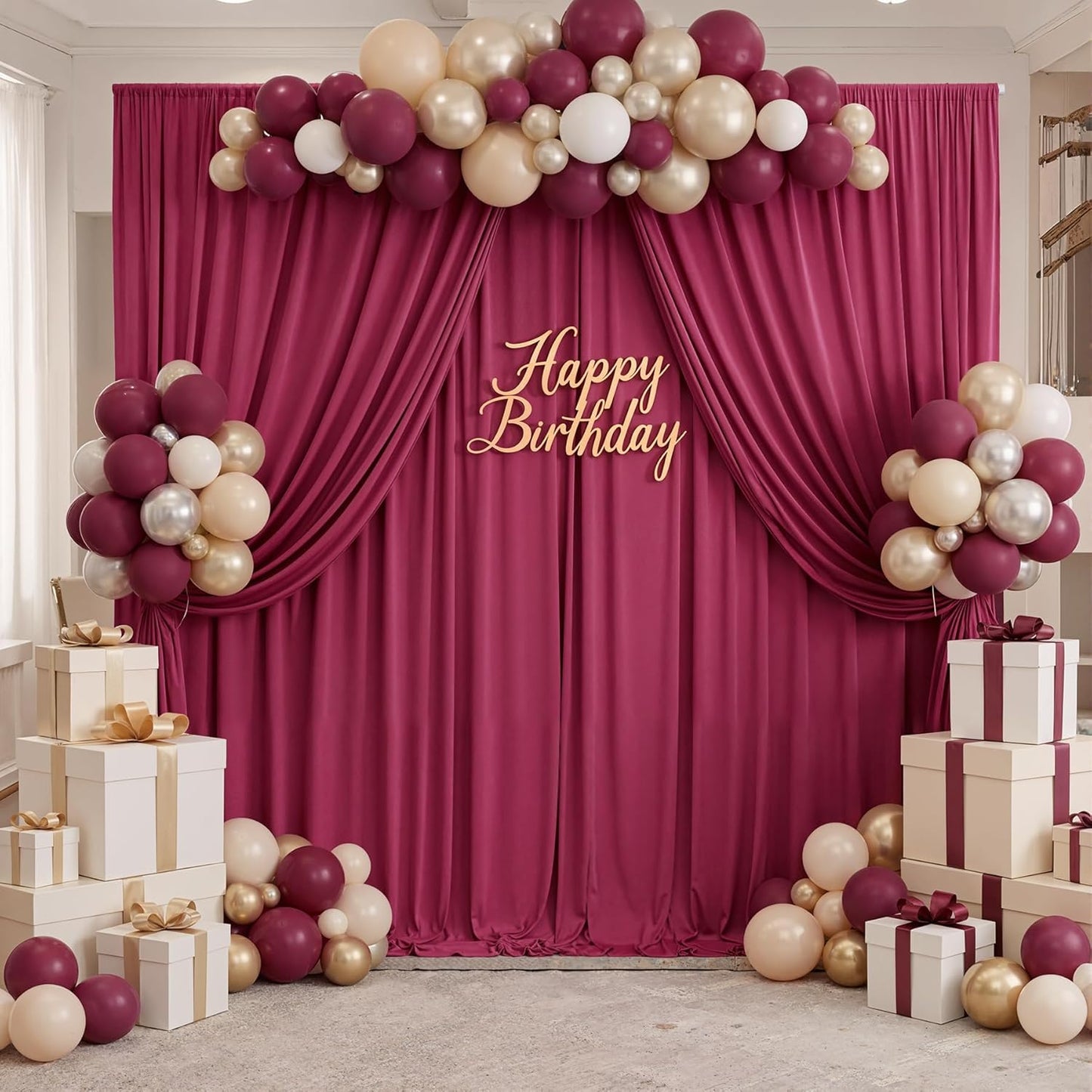 10ftx10ft Black Backdrop Curtains for Weddings Parties, Wrinkle Free 2 Panels Silky Polyester Photo Backdrop Drapes Back Drop Cloth Drapery for Birthday Mother'sDay Photography Background