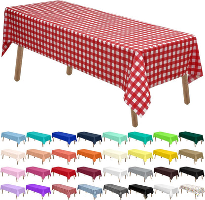 PARTY ULYJA White Plastic Tablecloths 2 Pack Disposable Table Covers 54 x 108 Inch Bridal Shower PEVA Vinyl Table Cloths for Picnic Birthday Wedding Banquet Parties 8 ft Rectangle Table Use
