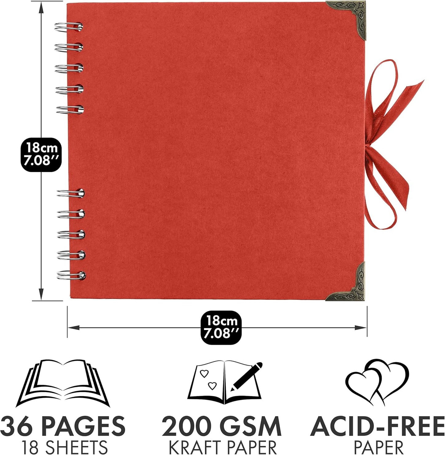 Bstorify Scrapbook Album 60 Pages (8 x 8 Inch) Brown Thick 200gsm Kraft Paper, Photo Album Scrapbook, Memory Book - Ideal for Your Scrapbooking Albums Art & Craft Projects