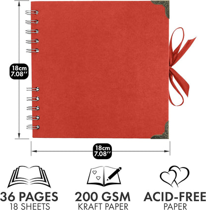 Bstorify Scrapbook Album 60 Pages (8 x 8 Inch) Brown Thick 200gsm Kraft Paper, Photo Album Scrapbook, Memory Book - Ideal for Your Scrapbooking Albums Art & Craft Projects