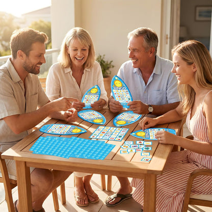 YQUQWN 24Pcs Summer Bingo Game, Pool Party Bingo Game for Adults 24 Players Surfboard Design Bingo Cards for Hawaiian Beach Favors School Party Games Kids School Classroom Party Supplies Activity