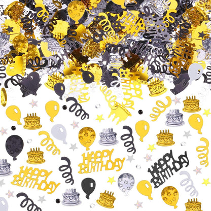 WILLBOND 3000 Pieces Happy Birthday Confetti Birthday Party Cake Confetti Metallic Foil Balloon Glitter Table Scatter Decorations for Carnival Baby Shower DIY Arts and Crafting