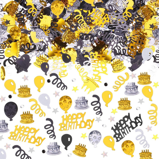 WILLBOND 3000 Pieces Happy Birthday Confetti Birthday Party Cake Confetti Metallic Foil Balloon Glitter Table Scatter Decorations for Carnival Baby Shower DIY Arts and Crafting