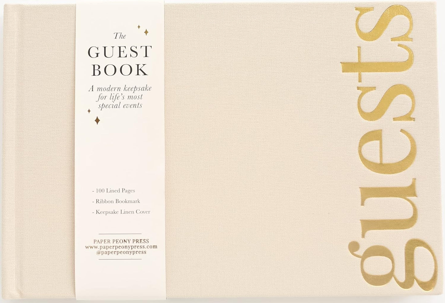 Guest Book: Beautiful Keepsake for Life’s Special Events - Sign In Book for Wedding Reception, Baby Shower, Funeral and Vacation Home - 100 Pages, Ribbon Bookmark and Gold Foil