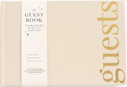 Guest Book: Beautiful Keepsake for Life’s Special Events - Sign In Book for Wedding Reception, Baby Shower, Funeral and Vacation Home - 100 Pages, Ribbon Bookmark and Gold Foil