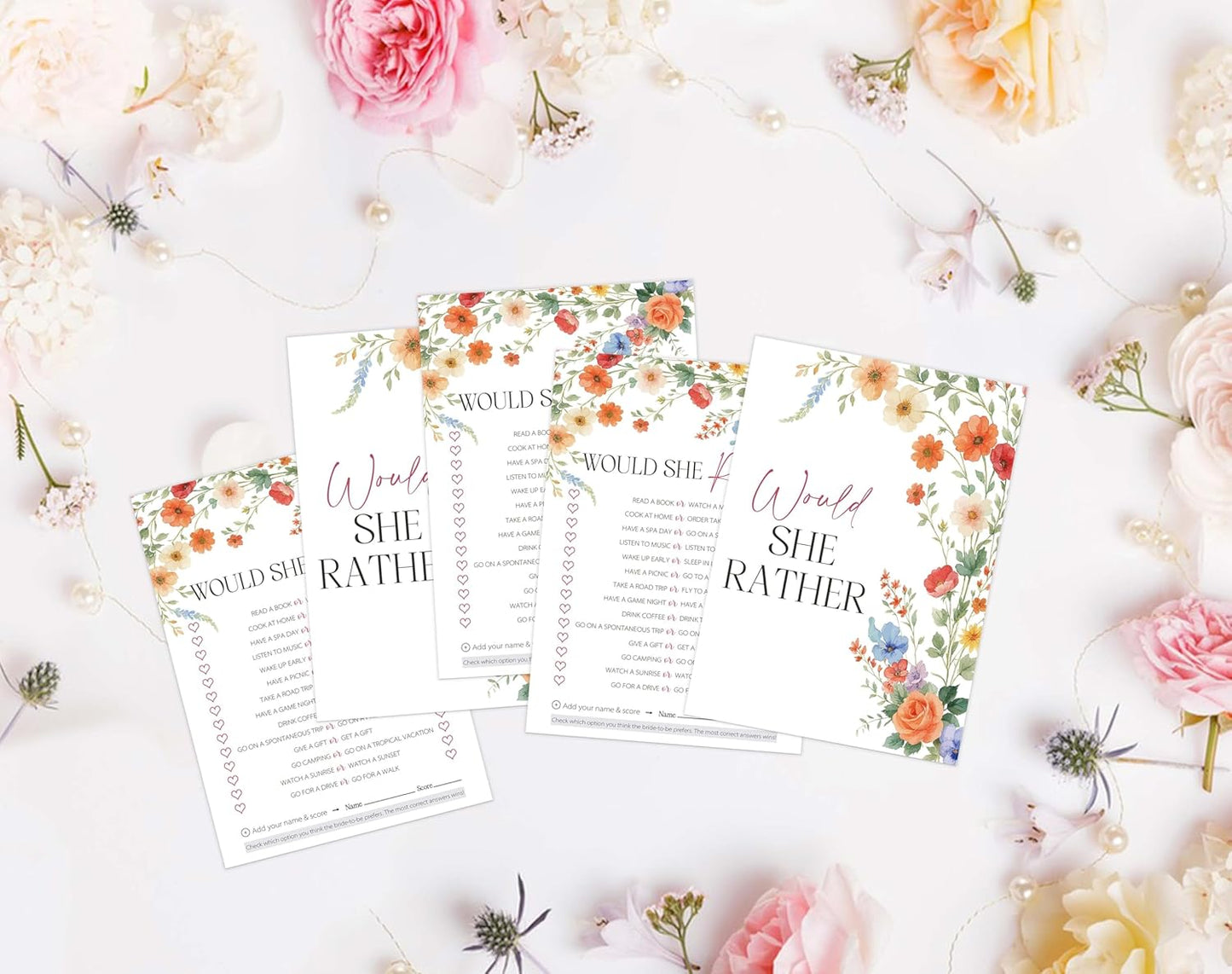 Wildflower Bridal Shower Games, Boho Flowers Bridal Shower Bingo Game with Blank Squares for 30 Guests with Game Cards, Bridal Shower Decor, Wedding Decorations Supplies (15)