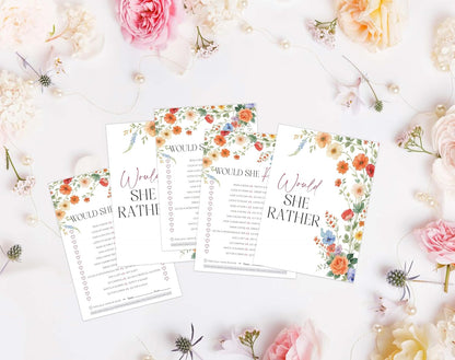 Wildflower Bridal Shower Games, Boho Flowers Bridal Shower Bingo Game with Blank Squares for 30 Guests with Game Cards, Bridal Shower Decor, Wedding Decorations Supplies (15)