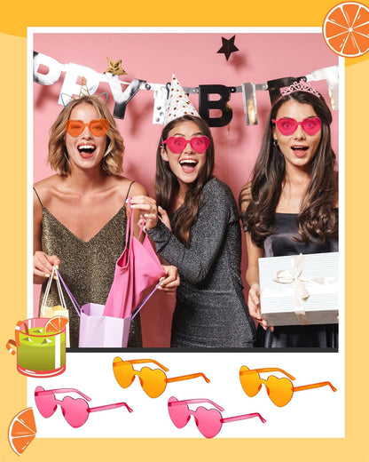 Frienda 8 Pairs Heart Shaped Sunglasses for Women Rimless Heart Glasses Candy Color Sunglasses for Party Favor
