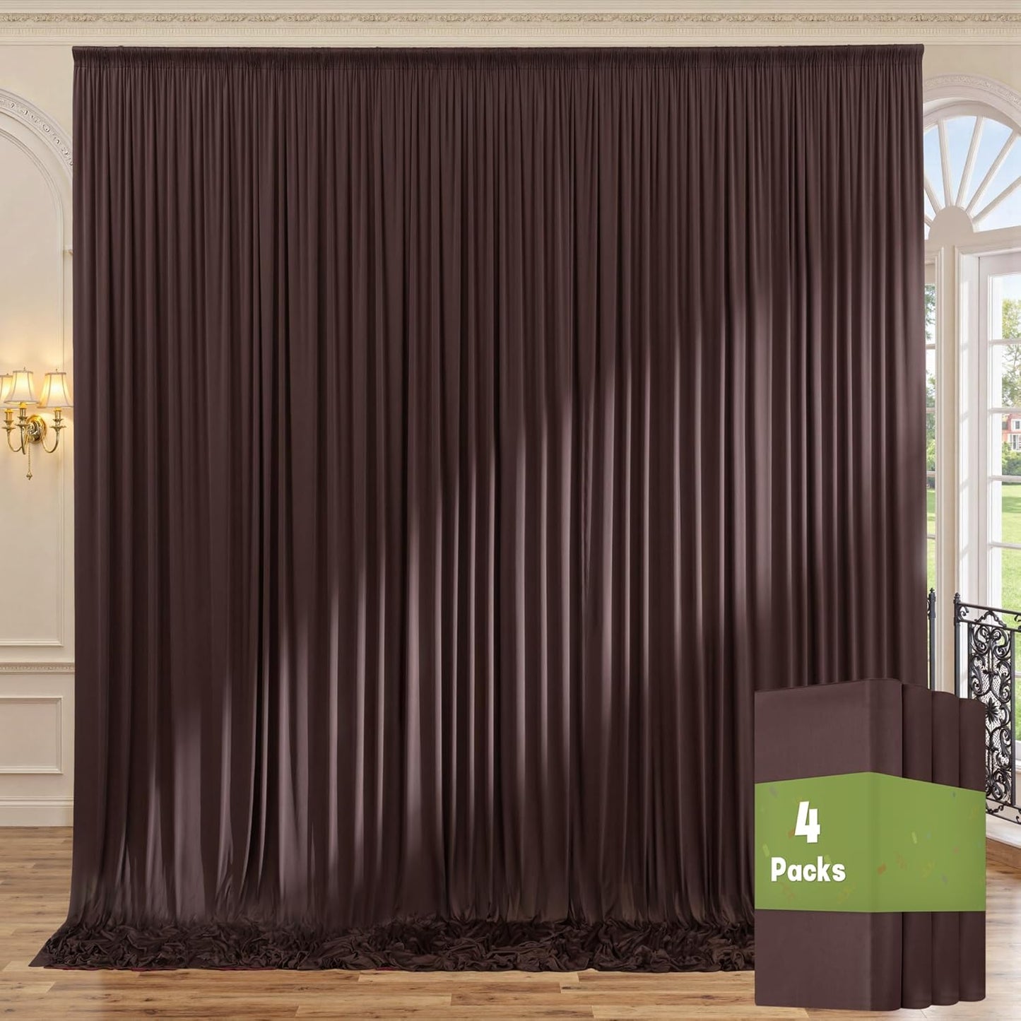 10ftx10ft Black Backdrop Curtains for Weddings Parties, Wrinkle Free 2 Panels Silky Polyester Photo Backdrop Drapes Back Drop Cloth Drapery for Birthday Mother'sDay Photography Background