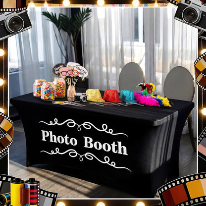 Gilprop Photo Booth Table Cloth Photo Booth Props Accessories Rectangle Tight Table Background for Indoor Outdoor Party Photography Decoration Graduation Wedding Birthday Bachelorette(Stylish,4ft)