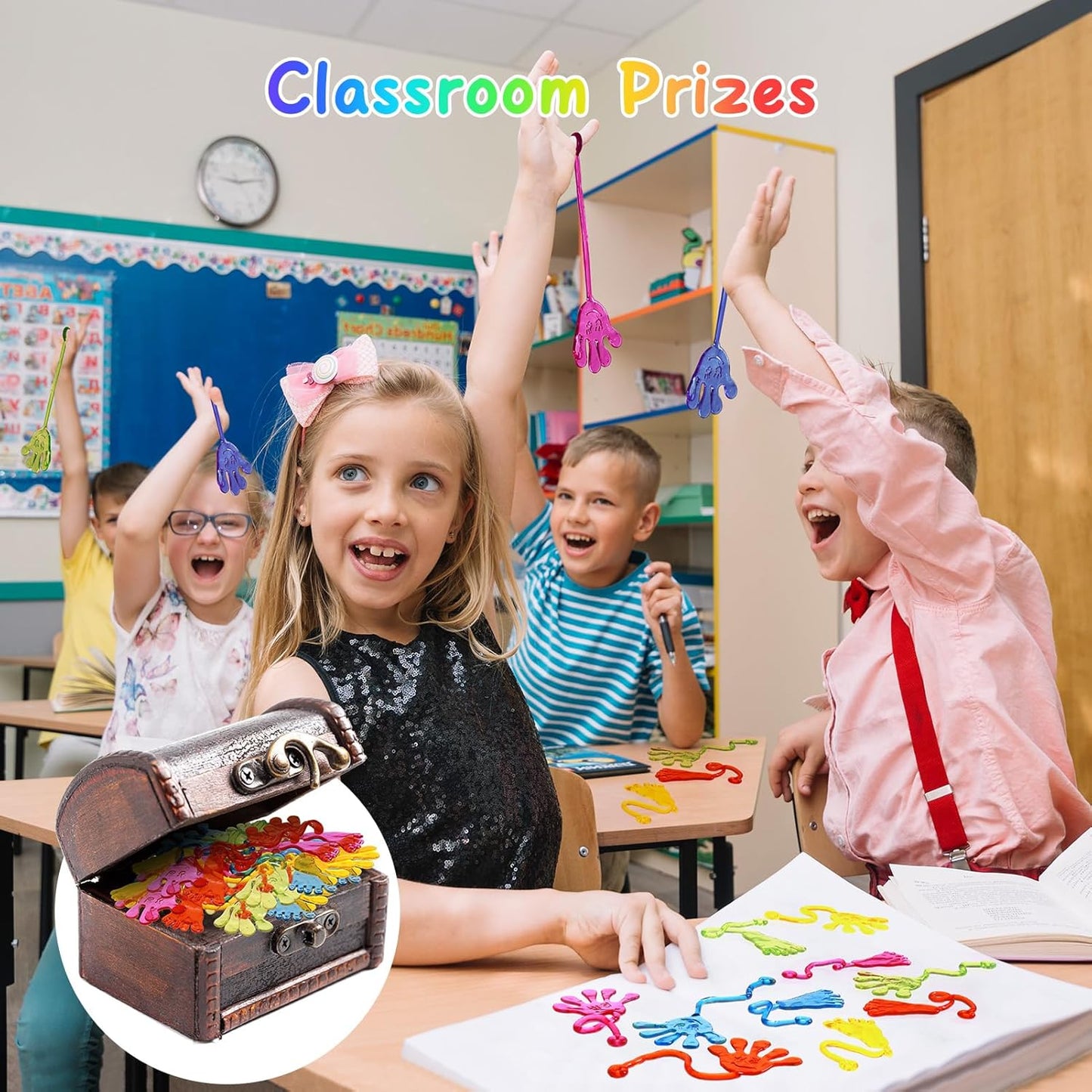 PICcircuit Sticky Hands Bulk 30 PCS Party Favors for Kids 4-8,8-12 Year Stretchy Sticky Hand Feet Goodie Bags Stuffers for Kids Classroom Prizes End of Year Student Gifts Birthday Trinkets Slap Hand