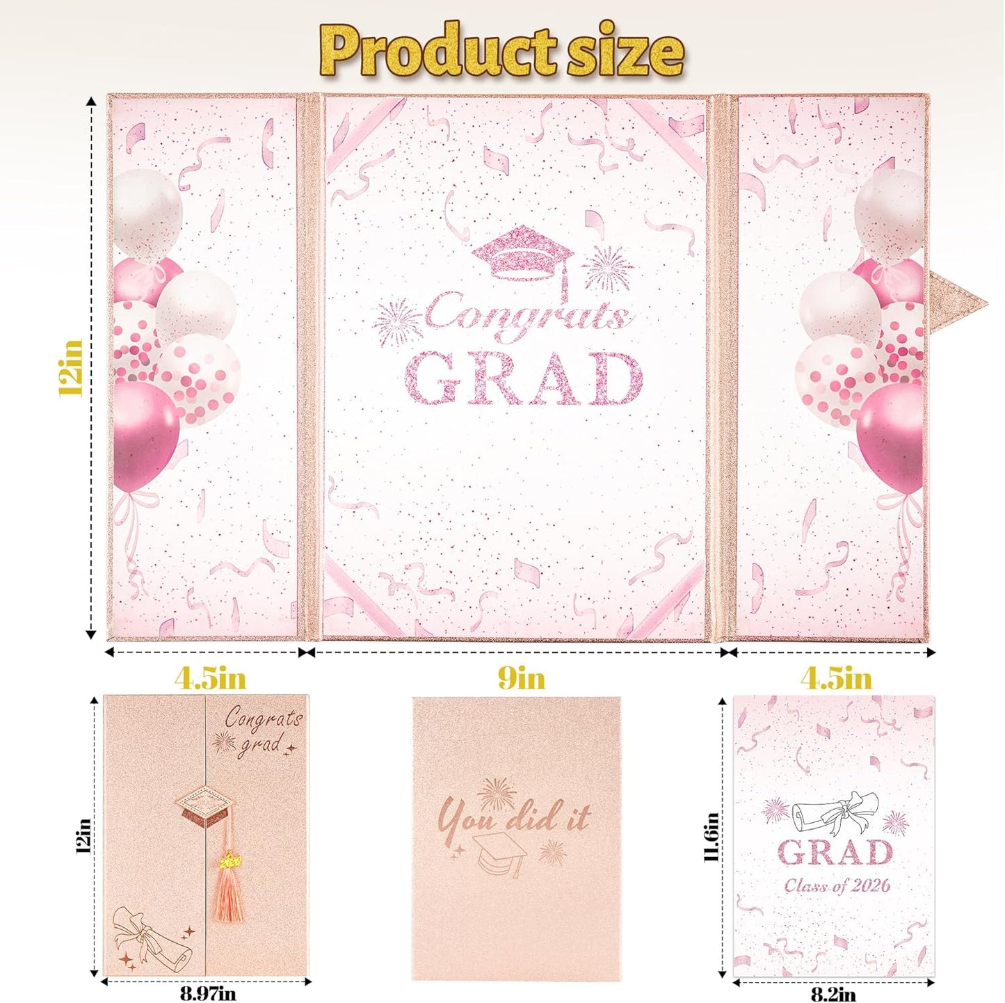 Graduation Decorations 2026 Pink,Graduation Guest Book,Autograph Book with Tassel Class of 2026 Graduate Party Decorations,Graduation Signature Guest Book