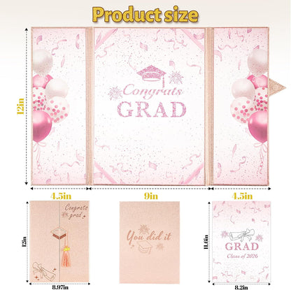 Graduation Decorations 2026 Pink,Graduation Guest Book,Autograph Book with Tassel Class of 2026 Graduate Party Decorations,Graduation Signature Guest Book