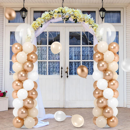 Jenaai 2 Sets 163 Pcs Pink Metallic Rose Gold Balloons Column Stand Kit Bridal Party Latex Balloons Adjustable Tower Stand for Graduation Bridal Shower Wedding Engagement Mothers Day Birthday Decor