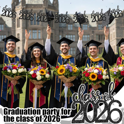 Amyhill 24 Pcs 2026 Graduation Decorations Class of 2026 Graduation Centerpiece Sticks Glitter Double Sided for Table Grad Party Decorations for Vase Table Toppers Supplies(Black)