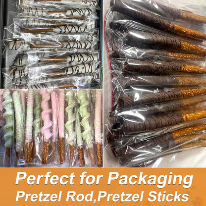 Clear Candy Bags 100pcs 6X10 Cellophane Treat Bag Party Favor Goodie Cake Pop Gift Apple Cello for Gift Baskets Bakery Cookie with Ties