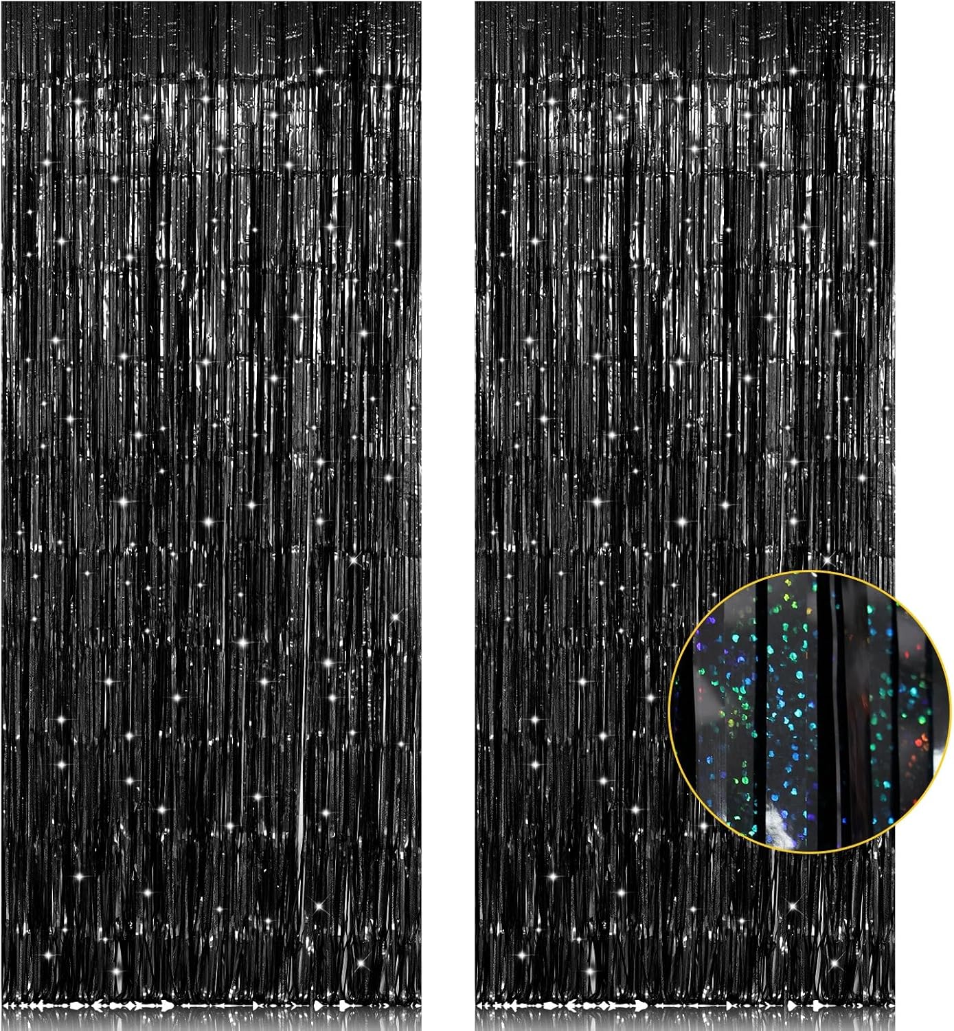 2 Pack 3.2ft x 8.2ft Silver Metallic Tinsel Foil Fringe Curtains, Door Streamer Photo Booth Backdrop for Birthday Graduation Engagement Bridal Shower Bachelorette Baby Shower Party Decorations