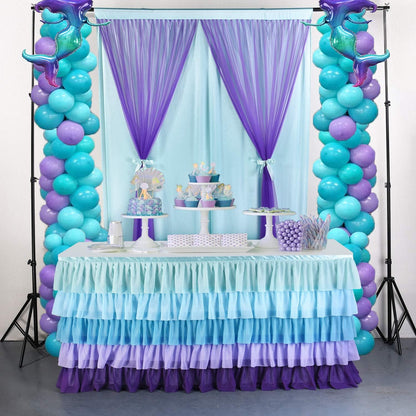 Pastel Rainbow Table Skirt Ruffle Party Tablecloth for Rectangle Table 6ft Birthday Party Baby Shower