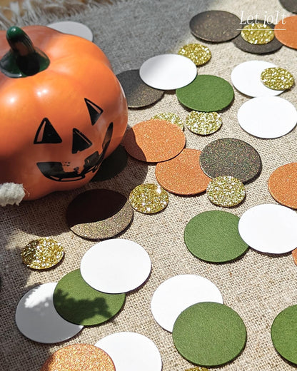Green Confetti Glitter Golden Greenery Scatter Table Decoration Surprise Paper Craft Anniversary Supplies Birthday Party Bridal Baby Shower Party Wedding Gift Circle Dots Decor 100 Pcs