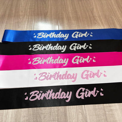 ‘Birthday Girl' Birthday Sash Royal Blue with Glitter Silver Letters Birthday Sash for Women, Sweet 16, 18th 21st B-day Sash