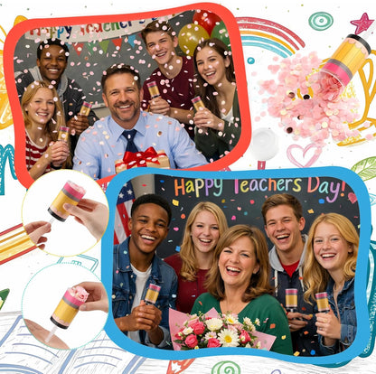 12 Pack Pencil Confetti Poppers End of the Year Gifts for Students from Teachers Last Day of School Party Favors Kindergarten Preschool Graduation Celebration Confetti Shooter Party Popper