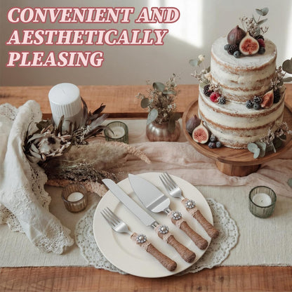 Wedding Cake Knife and Server Set Lace Rustic Handle Cake Cutting Set Pie Dessert Servers for Weddings Anniversaries Bridal Shower Couples Engagement Gifts