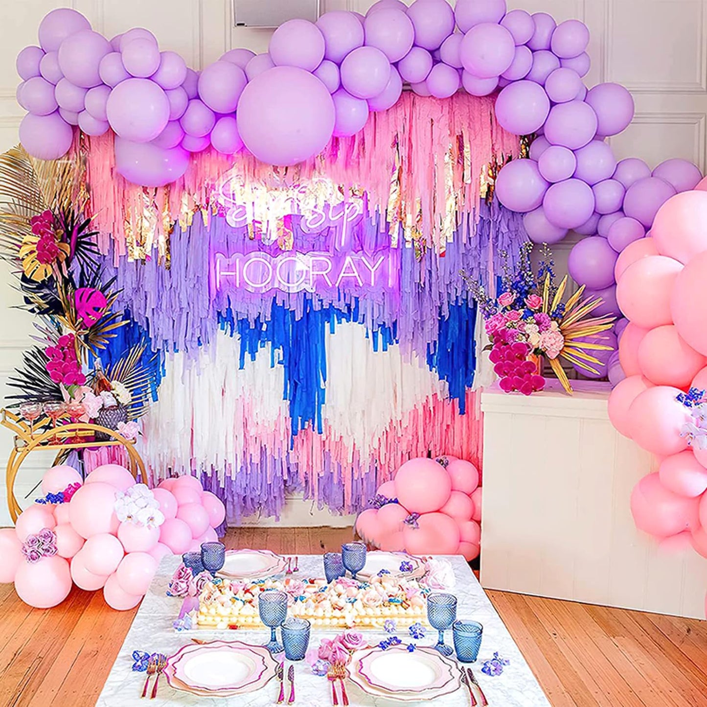 PIGETALE Crepe Paper Streamers 4 Rolls 328ft, Pack of Unique 3 Purple and White Party Streamer for Birthday Wedding Ceremony Baby Shower Party Decorations DIY Supplies Art Crafts (1.8Inch x 82Ft/Roll)