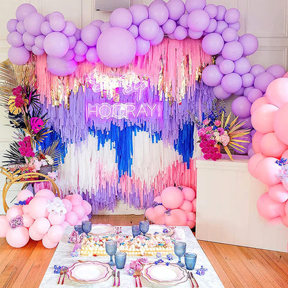 PIGETALE Crepe Paper Streamers 4 Rolls 328ft, Pack of Unique 3 Purple and White Party Streamer for Birthday Wedding Ceremony Baby Shower Party Decorations DIY Supplies Art Crafts (1.8Inch x 82Ft/Roll)
