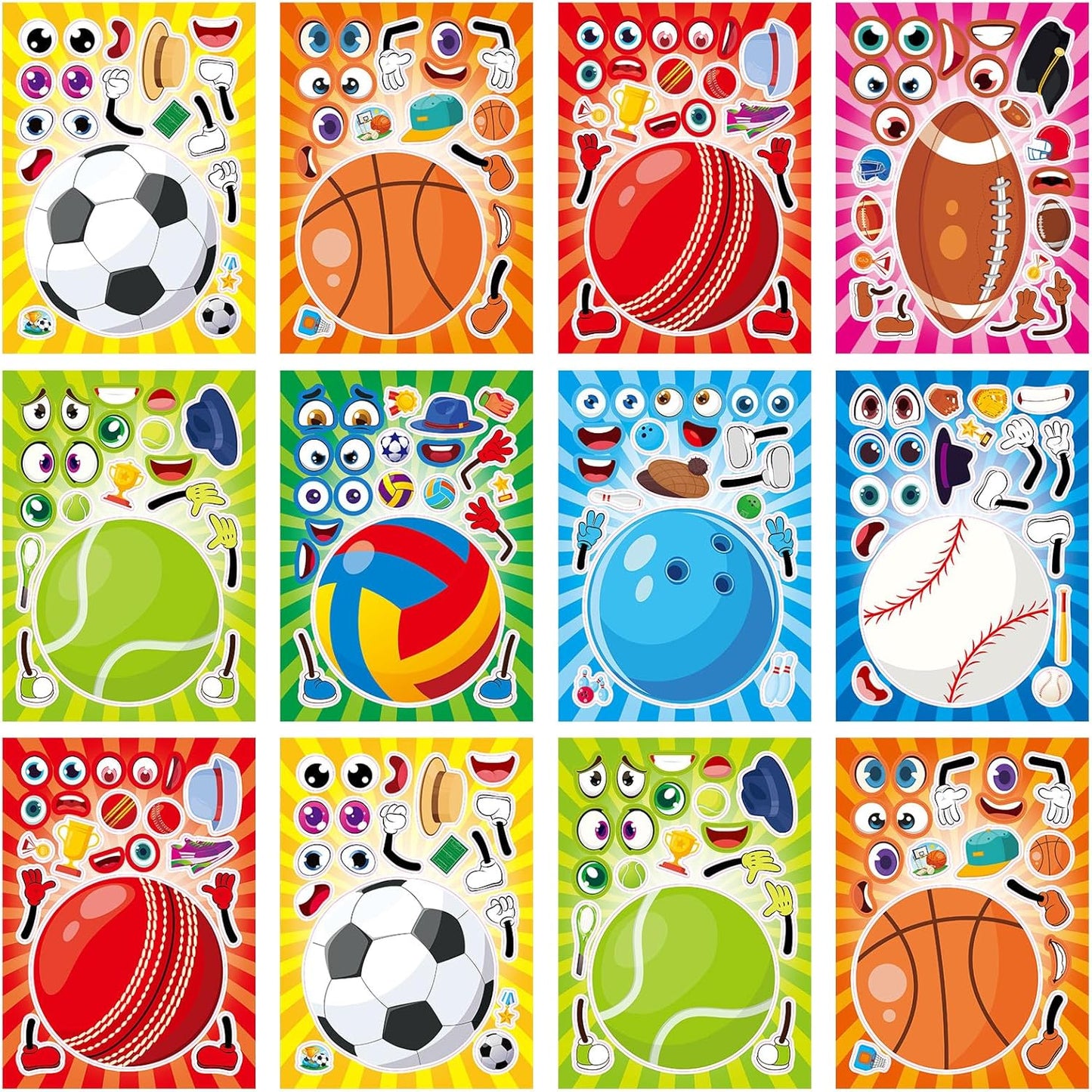 24 Sheets 8.27''×5.9'' Make Your Own Stickers for Kids Toddlers, Make a Face Stickers Mix and Match with Unicorns Dinosaur Horse and Sea Animals for Kids Party Favors Activities
