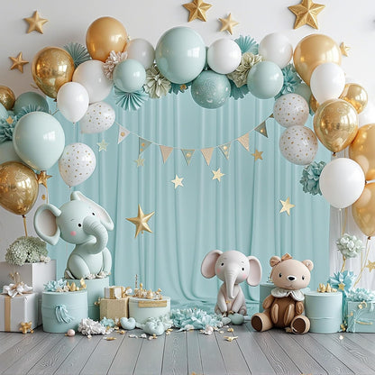 MEETSKY Black Backdrop Curtains for Parties - 10ft x 8ft Party Photo Background Curtain Rod Pocket Fabric Drapes Panels for Boys Birthday Holiday Home Halloween Decoration, 5ft x 8ft, 2 Panels