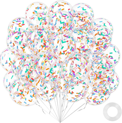 Silver Confetti Balloons 12 inch, Clear Latex Balloon 50pcs Party Balloons for Wedding Bridal Shower Engagement Graduation Birthday Party Decorations