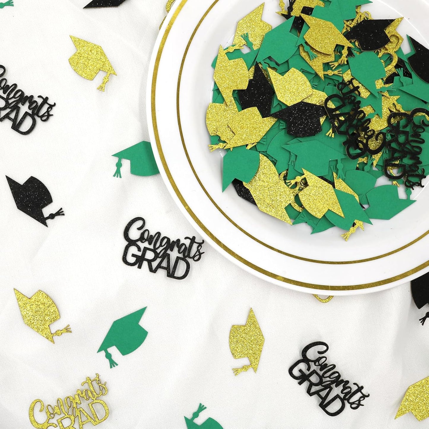 200PC Gold Graduation Confetti Class of 2026 Congrats Grad Confetti for Table Grad Cap Scatters for Graduation party decorations 2026