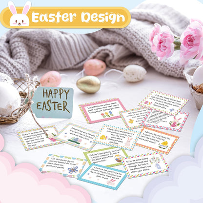 Nature Scavenger Hunt Cards, Bunny Easter Egg Hunt Clue Cards for Adults Family Friends, Spring Camping Treasure Riddle Party Game Indoor Activities - A01