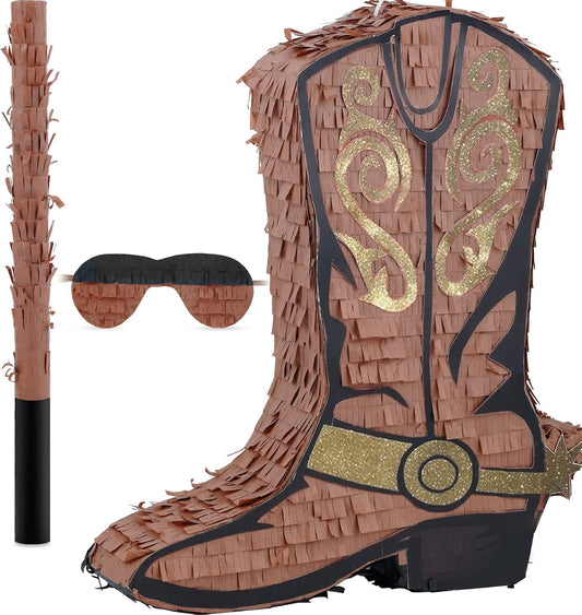 Deekin 3 Pcs Dart Piñata Set Include Large Dart Gun Shooting Target Piñata with Stick Eye Mask for Kids Birthday Party Game Favors Supplies 12.8x12.8 Inch