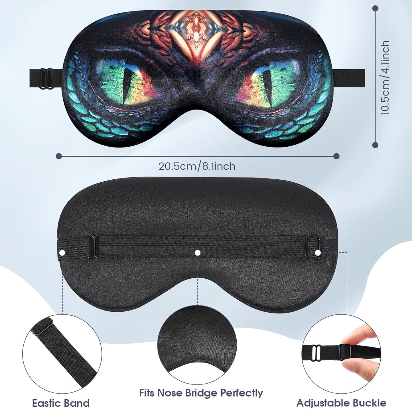 2 Pcs Sleep Mask for Kids Boys, Silk Eye Covers for Sleeping, Adjustable Strap & Light Blocking Design, Adult Children's Bedtime Blindfold for Travel and Home Use (Funny Eye)