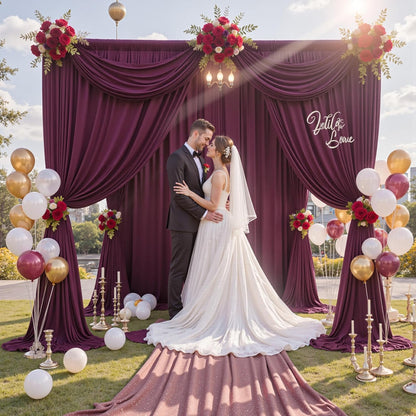 10 ft x 10 ft Wrinkle Free White Backdrop Curtains for Wedding Parties, Polyester Photography Backdrop Drapes for Birthday Parties Stage Backdrop Stand, 2 Panels 5x10FT Background Curtains