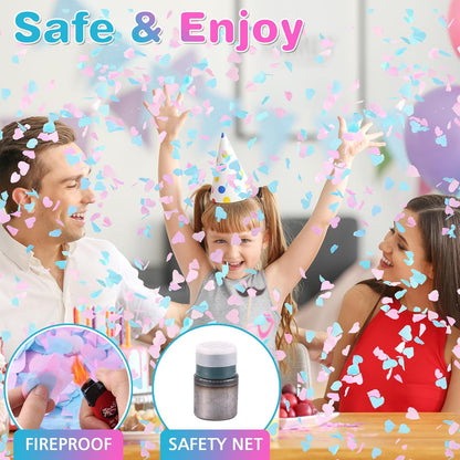 Gender Reveal Confetti Cannon, 4 Pack Biodegradable Confetti Paper with Cornstarch Powder, Confetti Blaster for Girl Gender Reveal, Party Poppers, Pink