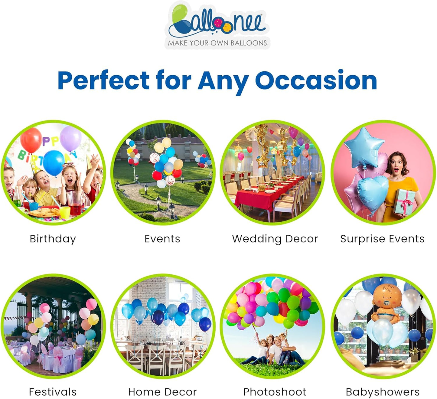 Balloonee Standard Disposable Helium Party Kit, Helium Tank for Balloons At Home, 7.5 Cu Ft Helium Balloon Pump Kit with 30 Assorted Latex Balloons, Helium Tank