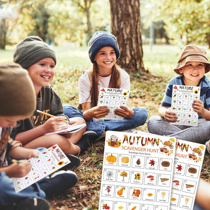 Hoolerry 30 Pcs Nature Scavenger Hunt for Kids Road Trip Game Car Spring Summer Easter Scavenger Hunt Cards Travel Activities Camping Games Outdoor Indoor Seek Activity for Kids Adults(Nature)