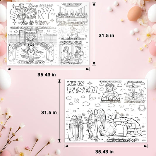 Mother's Day Coloring Posters for Kids - 2PCS 35" x 31" Giant Paper Coloring Banner/Table Cover, DIY Art Group Activities Gifts for Mom & Grandma (No Markers)