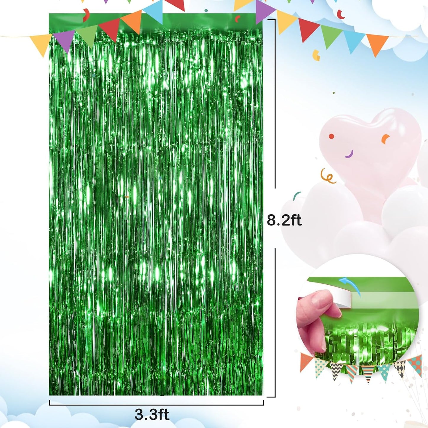 Black Fringe Curtain Party Streamers 2Pack 3.3x8.3 Ft Foil Fringe Backdrop Curtains for Birthday Wedding Bridal Baby Shower Halloween Decor Tinsel Streamers Black Party Decorations Door Streamers
